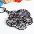 Pendentif en cristal de fleur de charme à la mode avec Rinestone